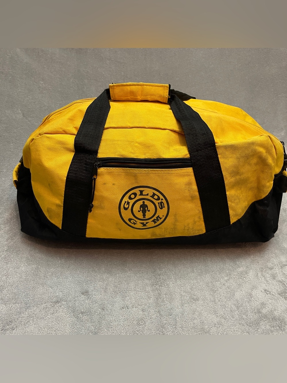 Vintage Golds Gym Logo Duffle Bag - Yellow And Black Medium